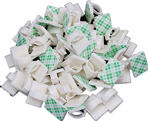 Nylon Einstellbar Kabelschellen Weiß mit Selbstklebend, Schreibtisch Kabelhalter, Kabelführung für Zuhause Büro, Auto, PC, TV Kabel. Anbringen an Wand oder Schreibtisch (100 Stück Kabelschellen Weiß) von KEREITH