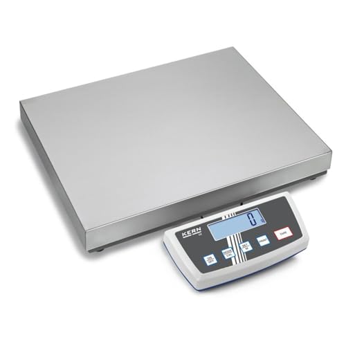 KERN Edelstahl Plattformwaage - Langjähriges Erfolgsmodell mit Staub- und Spritzwassergeschütztem Auswertegerät, 300 kg Wägebereich, 522mm x 406mm x 98mm von KERN