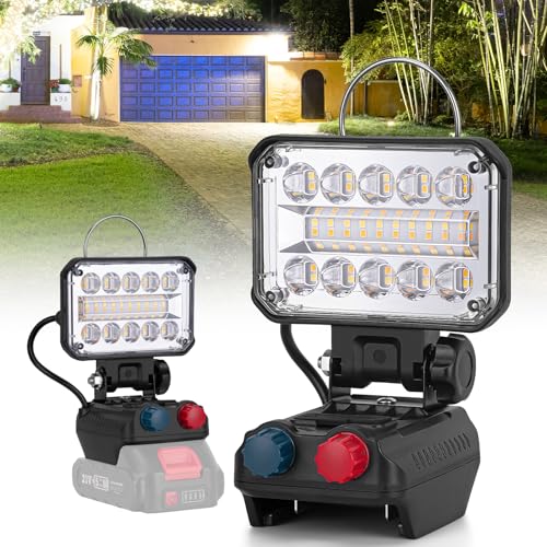 KERNOWO Akku Lampe Für Makita 18/21V, 48W Kabellose Led Arbeitsleuchte Akku mit 40 ultrahellen LED-Perlen, Led Strahler Tragbares Baustellen Lampe mit Typ C und USB-Aufladung（4IN-Keine Akku） von KERNOWO
