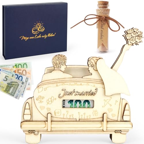 KERNOWO Geldgeschenk Hochzeit,Hochzeitsgeschenke für Brautpaar Geld, Personalisiert Hochzeit Geschenke, Kreatives Holz Hochzeitskarte Geldgeschenk Verpackung von KERNOWO