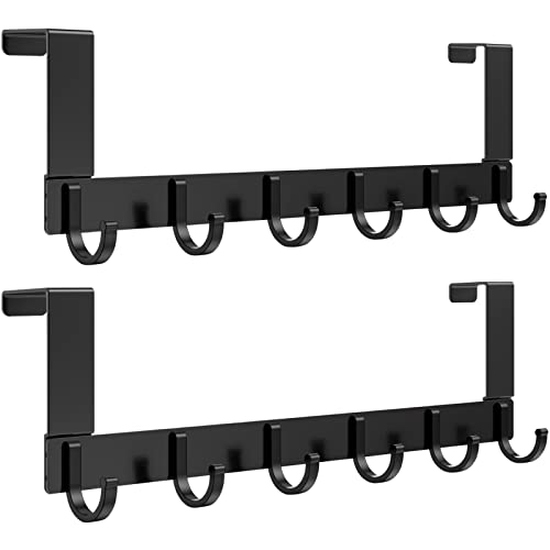 KERNOWO Türhaken zum Einhängen Türhaken mit 6 Haken -Türgarderobe zum Einhängen ,Ohne Bohren-Türhakenleiste für Standard Türfalz bis 2.1 cm - Türgarderobe Tür für Schlafzimmer（2 Stück） von KERNOWO