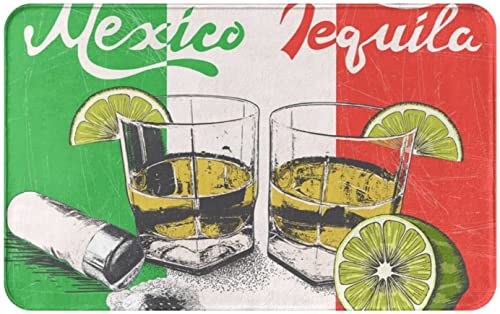 KEROTA Teppich mit Mexiko-Flagge und Tequila-Druck, 49,5 x 80,9 cm, für den Innenbereich, Schreibtischvorleger und Küchenteppich, Weiß, Einheitsgröße KEROTA Teppich mit Mexiko-Flagge und Tequila-Druck, 49,5 x 80,9 cm, für den Innenbereich, Schreibtischvorleger und Küchenteppich, Weiß, Einheitsgröße von KEROTA