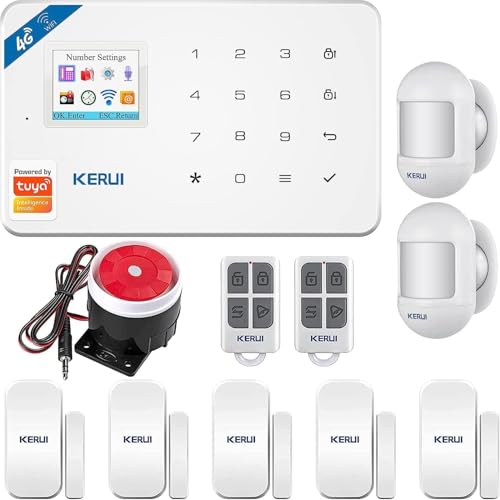 Alarmanlage WiFi 4G GSM Modul mit Alarmsirene Alarm System mit Bewegungssensoren und Funksirene - Bewegungsmelder mit Alarm - Alarmanlage Haus-Alarmanlage von KERUI