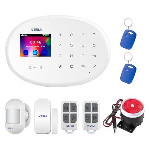 WiFi Alarmanlage Haus Lautes Sirene 4G, Alarmanlage Wohnung via Echtzeit APP Push, Tür Alarmanlage mit Bewegungsmelder, Tür/Fenster Sensoren, Fernbedienungen, RFID, Ring Alarm für Wohnmobil,Garage von KERUI
