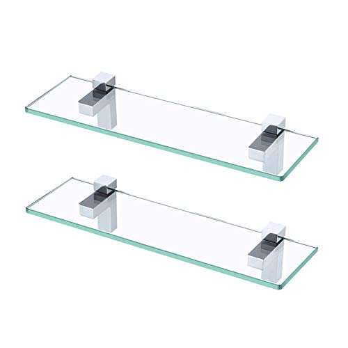 KES Duschablage Glas Badezimmer Wandregal 8mm Hartglas Glasregal Glasablage Bad Ablage Dusche Duschregal Badregal 40 cm 2 Stücke Poliert, BGS3201S40-P2 von KES