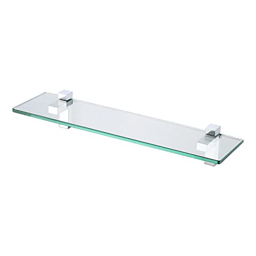 KES Duschablage Glas Glasregal Duschregal Glasablage für Badezimmer Wandregal 8mm Badregal Dusche Ablage mit Regalhalter 50cm Wandmontage Poliert Chrom, BGS3201 von KES