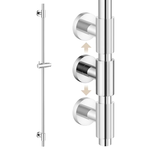 KES Duschstange Brausestange Edelstahl 18/8 Duschkopf Halterung mit Duschkopfhalterung 122CM Wandstange Dusche Poliert, F209S122-PS von KES