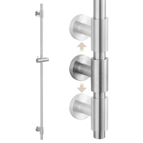 KES Duschstange Brausestange Edelstahl 18/8 Wandstange Dusche mit Duschkopfhalterung Duschkopf Halterung 122 CM Lang Gebürstet, F209S122-BS von KES