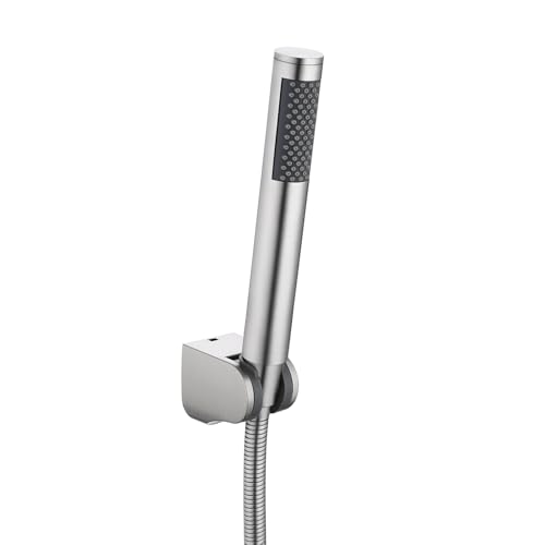KES Handbrause Duschbrause Duschkopf Bad SUS304 Brausekopf mit Duschkopfhalterung und Duschschlauch Edelstahl Dusche Gebürstet, LP150-BS von KES