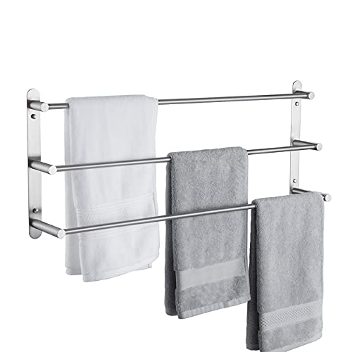 KES Handtuchhalter 3 Stangen Handtuchstange Edelstahl SUS 304 Badetuchhalter Handtuchregal Handtuch Halter Handtuchstangen Wandhalter Wandmontage Gebürstet, BTH202S75-2 von KES