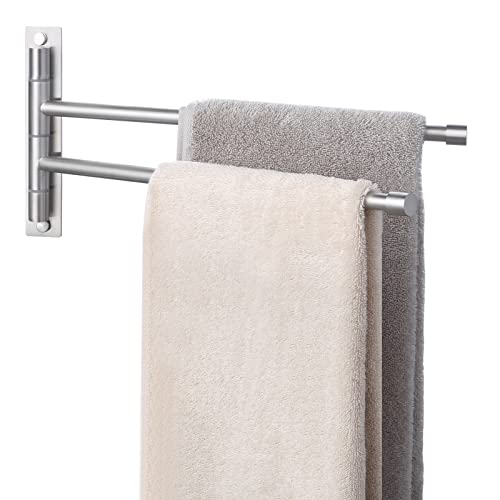 KES Handtuchhalter Schwenkbar 2 Armig Handtuchstange Bedetuchhalter Edelstahl SUS304 Handtuch Halter 180°Drehung Wandmontage Gebürstet, A2102S2-2 von KES