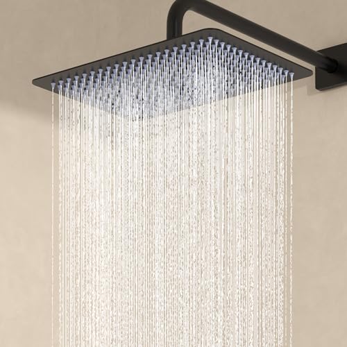 KES Regenduschkopf Schwarz 12 Zoll Regendusche Duschkopf Edelstahl Hochdruck Brausekopf Wasserfall Rechteckig mit 300 Düsen für Dichten Wasserfluss Regenbrause Replacement, J215S12F25-BK KES Regenduschkopf Schwarz 12 Zoll Regendusche Duschkopf Edelstahl Hochdruck Brausekopf Wasserfall Rechteckig mit 300 Düsen für Dichten Wasserfluss Regenbrause Replacement, J215S12F25-BK von KES