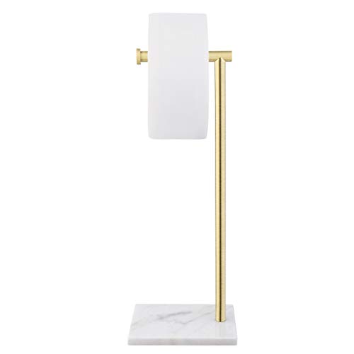 KES Toilettenpapierhalter Stehend Klopapierhalter Edelstahl Klorollenhalter mit Marmor Basis Toilettenpapierständer WC Papier Halterung Toilettenpapier Gebürstetes Gold, BPH285S1-BZ von KES