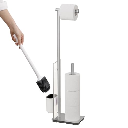 KES Toilettenpapierhalter mit Bürste Abnehmbar Klopapierhalter Stehend Edelstahl SUS304 Klorollenhalter Toilettenpapierständer Gebürstet, BPH232-2 von KES