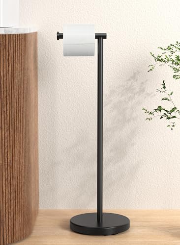 KES Toilettenpapierhalter mit beschwerter Basis, 66 cm H (größere Version), freistehender Toilettenpapierrollenhalter für Badezimmer, rostfreier SUS304 Edelstahl, BPH283S66-BK von KES
