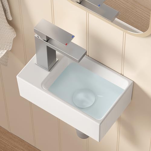KES Waschbecken Handwaschbecken Rechteckig Waschschale Gäste WC Keramik Aufsatzwaschbecken Badezimmer für Waschtisch Weiß, BWS100L von KES