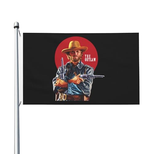 Clint Schauspieler-Flagge für drinnen und draußen, doppelseitig, Polyester-Banner mit Metallöse, 90 x 152 cm von KESATUOT