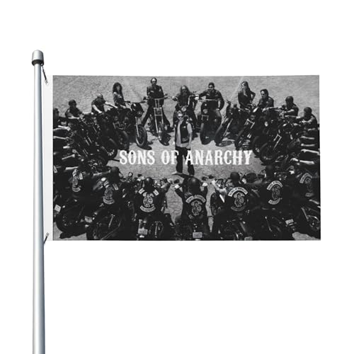 Flagge für drinnen und draußen, Anarchie, TV-Serie, Söhne, doppelseitig, Polyester-Banner mit Metallöse, 90 x 150 cm von KESATUOT