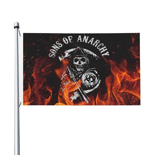 Flagge für drinnen und draußen, Anarchie, TV-Serie, Söhne, doppelseitig, Polyester-Banner mit Metallöse, 90 x 150 cm von KESATUOT