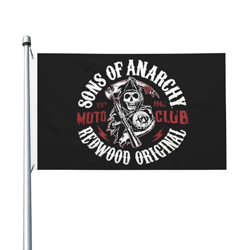 Flagge für drinnen und draußen, Anarchie, TV-Serie, Söhne, doppelseitig, Polyester-Banner mit Metallöse, 90 x 150 cm von KESATUOT