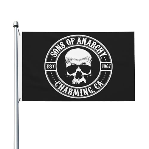 Flagge für drinnen und draußen, Anarchie, TV-Serie, Söhne, doppelseitig, Polyester-Banner mit Metallöse, 90 x 150 cm von KESATUOT