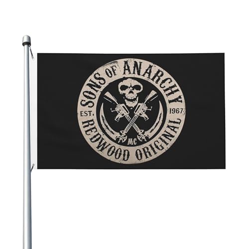 Flagge für drinnen und draußen, Anarchie, TV-Serie, Söhne, doppelseitig, Polyester-Banner mit Metallöse, 90 x 150 cm von KESATUOT