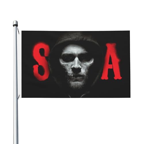 Flagge für drinnen und draußen, Anarchie, TV-Serie, Söhne, doppelseitig, Polyester-Banner mit Metallöse, 90 x 150 cm von KESATUOT