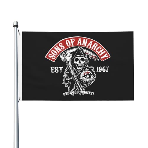 Flagge für drinnen und draußen, Anarchie, TV-Serie, Söhne, doppelseitig, Polyester-Banner mit Metallöse, 90 x 150 cm von KESATUOT