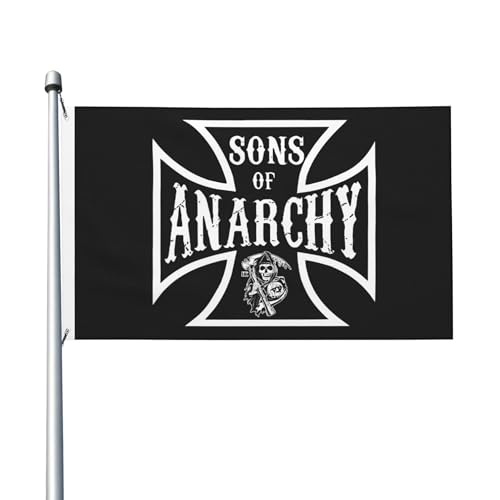 Flagge für drinnen und draußen, Anarchie, TV-Serie, Söhne, doppelseitig, Polyester-Banner mit Metallöse, 90 x 150 cm von KESATUOT