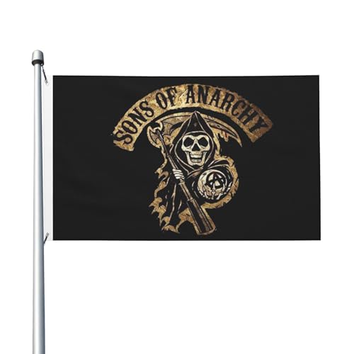 Flagge für drinnen und draußen, Anarchie, TV-Serie, Söhne, doppelseitig, Polyester-Banner mit Metallöse, 90 x 150 cm von KESATUOT