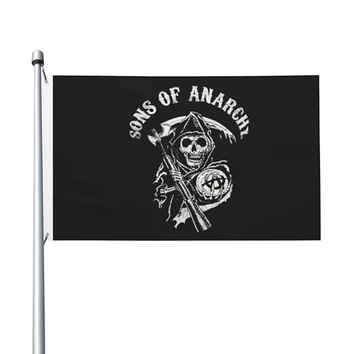 Flagge für drinnen und draußen, Anarchie, TV-Serie, Söhne, doppelseitig, Polyester-Banner mit Metallöse, 90 x 150 cm von KESATUOT