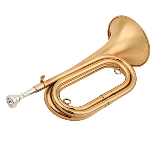 KESHUO Messing Bugle Anruf Vergoldete Trompete Kavallerie Horn & Mundstücktasche Musikinstrument Für Schulband Militärorchester Trompete Messing KESHUO Messing Bugle Anruf Vergoldete Trompete Kavallerie Horn & Mundstücktasche Musikinstrument Für Schulband Militärorchester Trompete Messing von KESHUO