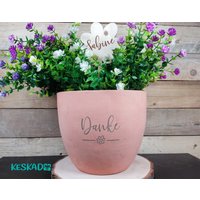 Terracotta Blumentopf Mit Gravur Danke Personalisiert Blumenstecker Aus Holz Namen Pflanzkübel Terrakotta Nachhaltig Geschenk Pflanzkasten von KESKADO