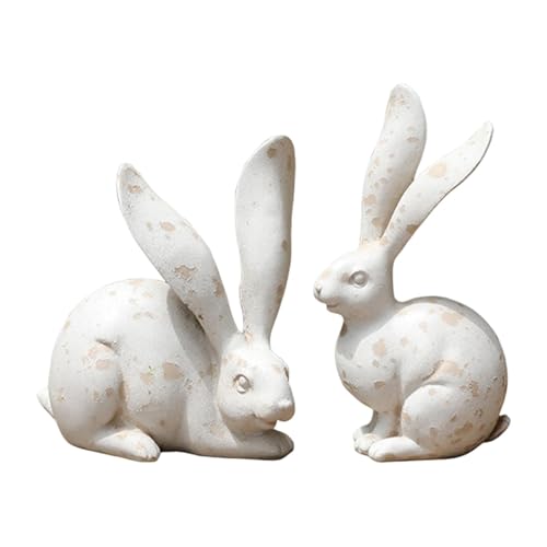 KESOTO 2X Kaninchen Figuren, Tierskulptur für Hof Und Fensterbank, Style A von KESOTO