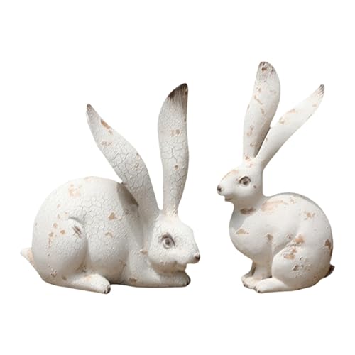 KESOTO 2X Kaninchen Figuren, Tierskulptur für Hof Und Fensterbank, Style C von KESOTO