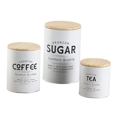 KESOTO 3er Set Dosen für Die Arbeitsplatte, Behälter für Kaffee, Tee Und Zucker, Weiß KESOTO 3er Set Dosen für Die Arbeitsplatte, Behälter für Kaffee, Tee Und Zucker, Weiß von KESOTO