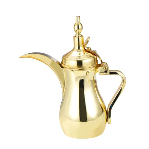 KESOTO Arabische Kaffeekanne Kaffeekanne Dallahs Edelstahl Wasserkrug Saudi Kaffeekanne Luxus-Stil für Eid Mubarak BBQ, 350 ml von KESOTO