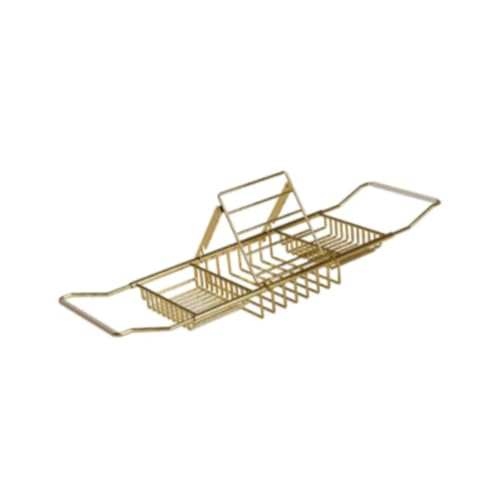 KESOTO Badewannenablage Aus Edelstahl, Tischtablett für Die Badewanne, Gold mit Ständer von KESOTO
