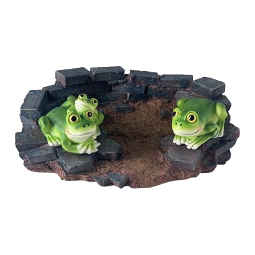 KESOTO Gartenstatue aus Harzfrosch, Froschfigur, Dekoration, rustikales Mini-Harzornament, Tierskulptur für den Innen- und Außenbereich, Tisch- und Rasen, Style A von KESOTO
