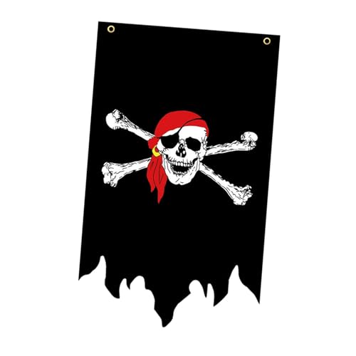 KESOTO Halloween Piratenflagge Doppelseitige Fahne mit Detalliertem Skelettdesign Und Langlebig Perfekt Als Deko für Wohnung Terrasse Und Halloween V, Style C von KESOTO