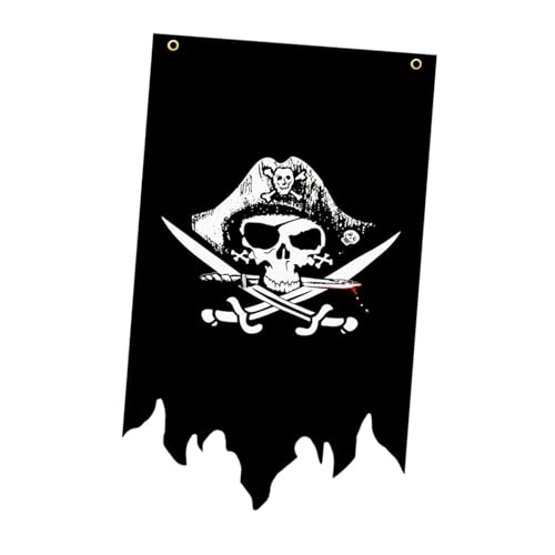 KESOTO Halloween Piratenflagge Doppelseitige Fahne mit Detalliertem Skelettdesign Und Langlebig Perfekt Als Deko für Wohnung Terrasse Und Halloween V, Style D von KESOTO
