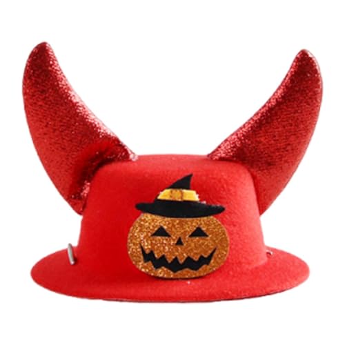 KESOTO Halloween Tierkostüm mit Hörnern Als Lustige Kopfbedeckung für Haustiere für Partys Festivals Und Cosplay, Roter Hexenkürbis von KESOTO