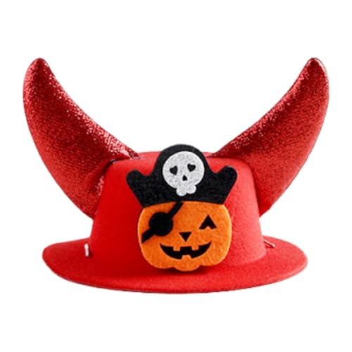 KESOTO Halloween Tierkostüm mit Hörnern Als Lustige Kopfbedeckung für Haustiere für Partys Festivals Und Cosplay, Roter Piratenkürbis von KESOTO