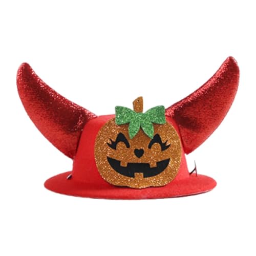 KESOTO Halloween Tierkostüm mit Hörnern Als Lustige Kopfbedeckung für Haustiere für Partys Festivals Und Cosplay, Roter Smiley-kürbis von KESOTO