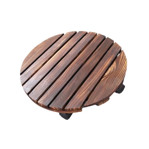 KESOTO Holz Pflanzenroller mit Rädern, Runder Blumentopf Transporter für Garten Und Balkon, Mehrfarbig, 30 cm von KESOTO
