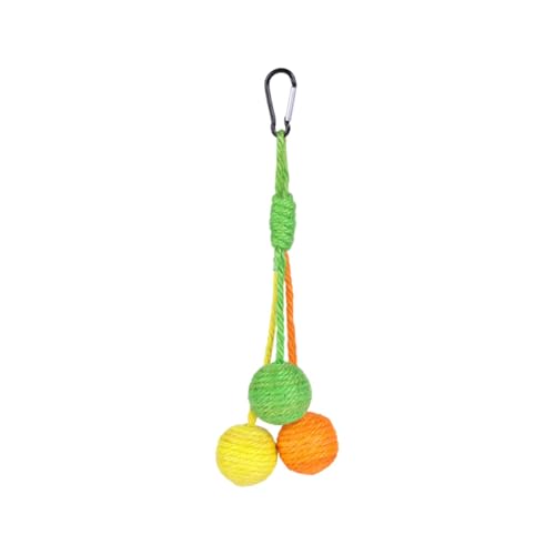 KESOTO Katzenspielzeug Robuster Kratzball Aus Sisal Als Seilball Und Beschäftigungsspielzeug mit Langem Seil Zum Jagen Und Spielen für Junge Und Erwachsene K, Gelb Orange Grün von KESOTO
