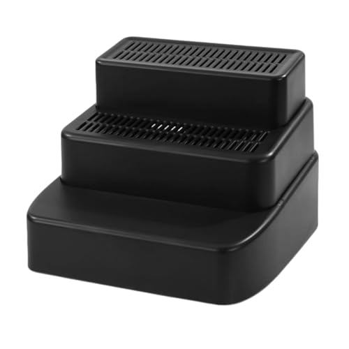 KESOTO Katzentoilettentreppe Haustiertreppe Katzenrampe Stufenleiter Kletterhilfe mit 3 Abnehmbaren Stufen Waschbar Und Verstellbar für Den Zugang zu Betten, Schwarz von KESOTO