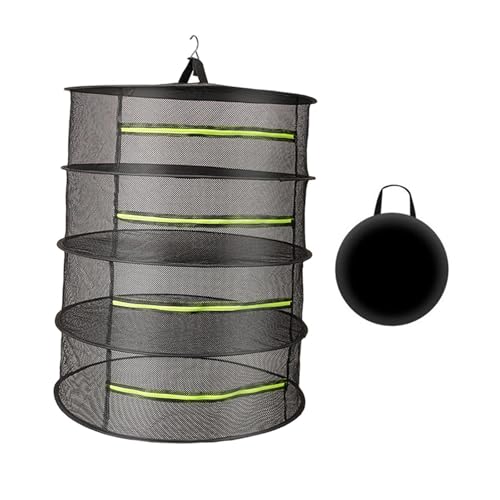 KESOTO Kräutertrockner Aufhängen Trockennetz Mehrlagig Faltbares Trockengestell Zipper Verschluss Stabiler Rahmen für Kräuter Blumen Obst Gemüsetrocknung, Mehrfarbig, 4 Schichten von KESOTO
