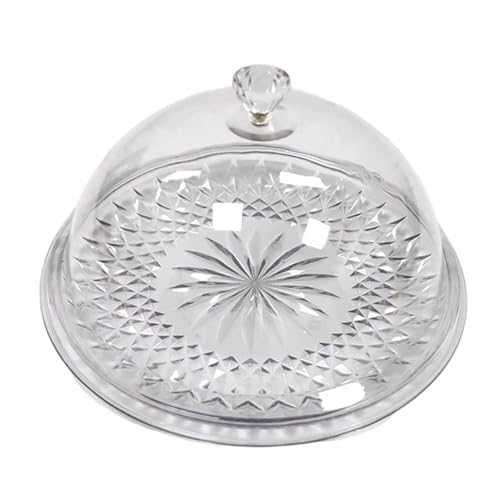 KESOTO Kuchenplatte mit Deckel Dessertplatte Obstteller Servierteller Transparenter mit Frischhaltedeckel für Lebensmittelverkostung Café Catering, Ohne Ständer von KESOTO