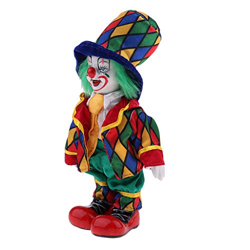 KESOTO Lustige Stehende Porzellan Puppe mit Clown Kostüm, Ornament für Halloween Haus Tisch Dekoration - # 5 von KESOTO